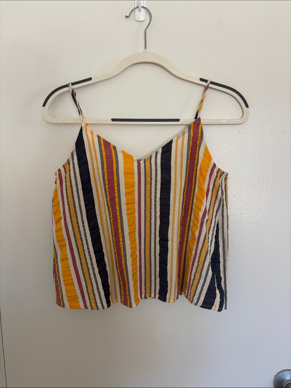 Loft Striped V-Neck Spaghetti Strap Tank Top - Yellow Multi